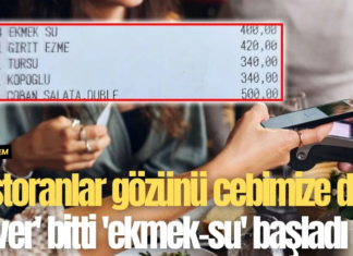 Restoranlar gözünü cebimize dikti… ‘Kuver’ bitti ‘ekmek-su’ başladı
