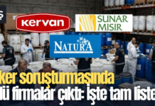 Şeker soruşturmasında ünlü firmalar çıktı: İşte tam liste